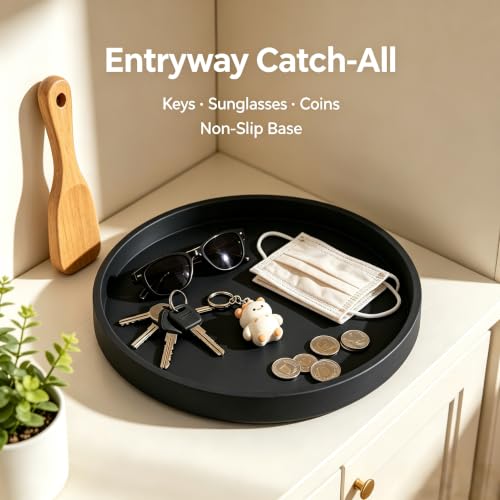9-Inch Black Silicone Bathroom Tray - Kitchen Counter Organizer