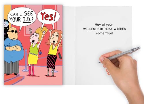 Funny Birthday Card for Women with Age Joke & Free Postcard