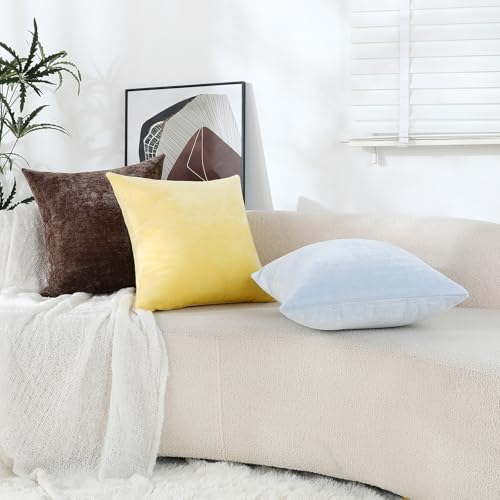 Jeneoo Baby Blue Chenille Throw Pillow Covers Set of 2 20x20 Inches