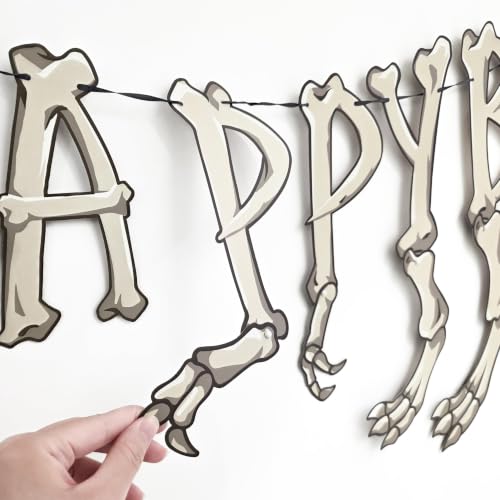 Dinosaur Birthday Banner - Fossil Design with Movable Claws