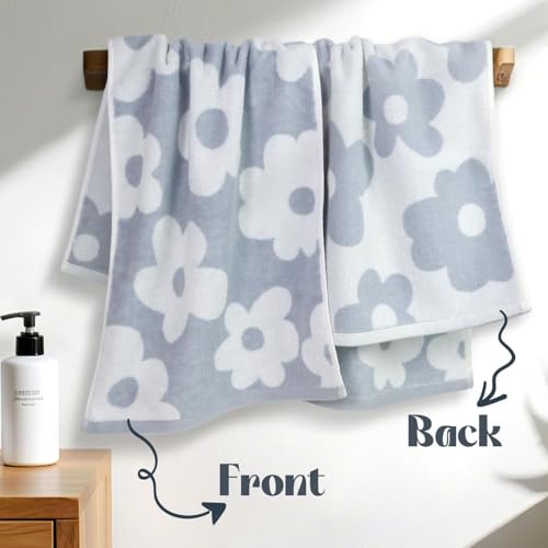 Dusty Blue Floral Hand Towels Set of 2 - Jacquotha Bathroom Towels