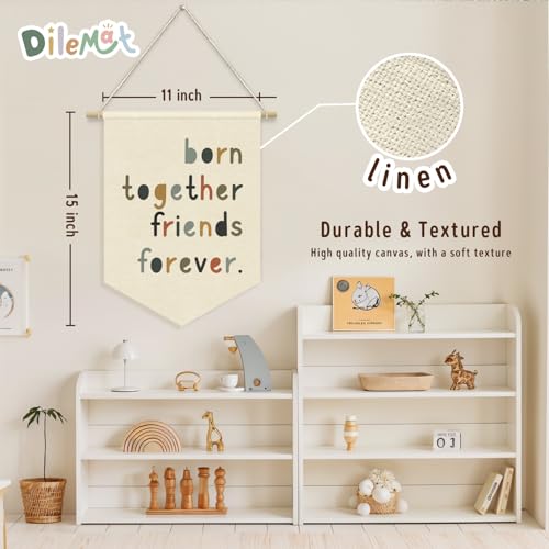 Born Together Friends Forever Linen Nursery Pennant Banner 20x30