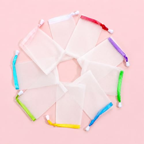 12-Pack Mesh Soap Saver Bags Exfoliating Bar Pouch with Drawstring