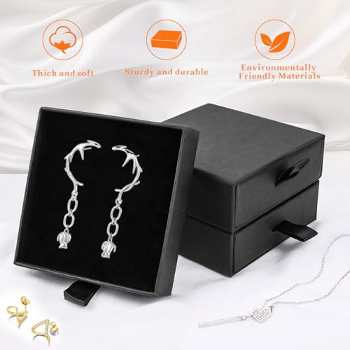 Mirgrmle Drawer Jewelry Gift Box Set - Black 5 Pack 3.5x3.5x1.18 inch Small Storage Boxes for Necklaces Earrings Rings Bracelets (Variation: Drawer Box-Black-5PACK 1)