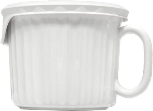 Corningware 20-Ounce Oven Safe Meal Mug - Plastic with Vented Lid | French White Design
