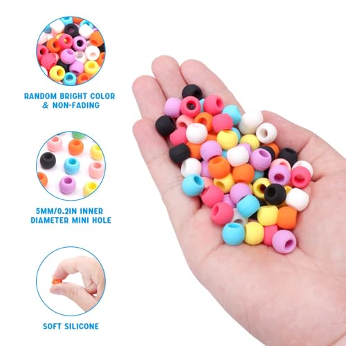 COSOOS Silicone Hair Beads for Braids with Quick Beaders and Rubber Bands