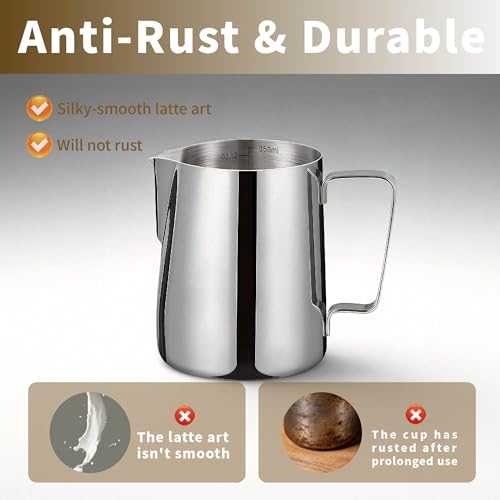 Stainless Steel Milk Frother Cup with Precision Spout - 12oz