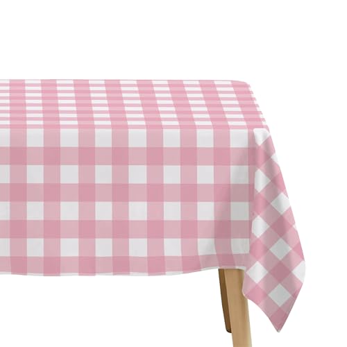Pink Gingham Disposable Tablecloth - 55x86in, 3 Pcs Party Decor