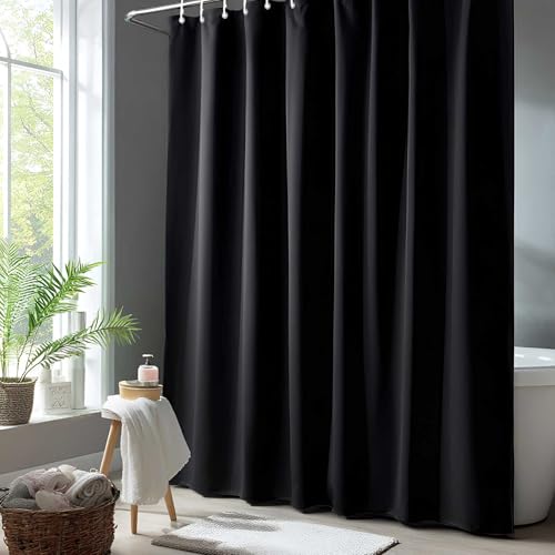 Ezcint Black Shower Curtain - 72"x72" Hotel Quality Waterproof Fabric