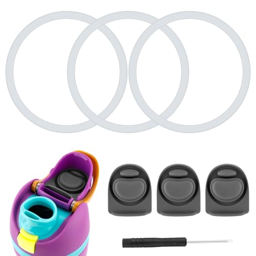 3pcs Bottle O Seal Ring & 3pcs Gasket Replacement Stopper for Owala FreeSip Cap, Silicone Water Bottle Plug Stopper BPA Free Top Lid Mouth Parts Compatible with Owala FreeSip 24oz 32oz