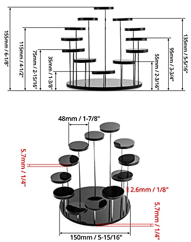 QWORK 12-Tier Round Acrylic Display Riser Stand - Black Jewelry Organizer