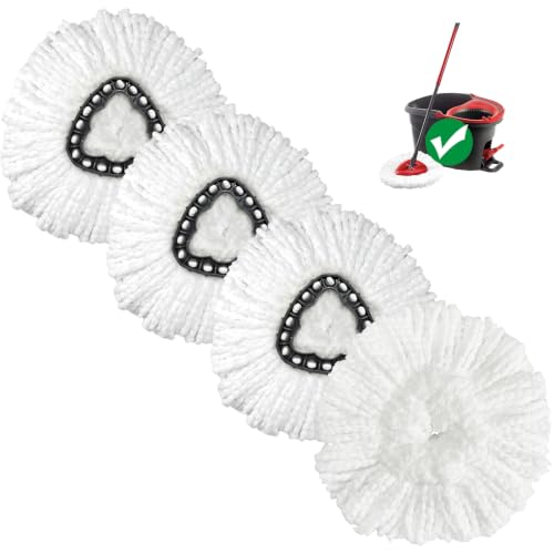 Spin Mop Replacement Heads - 4 Pack for EasyWring System