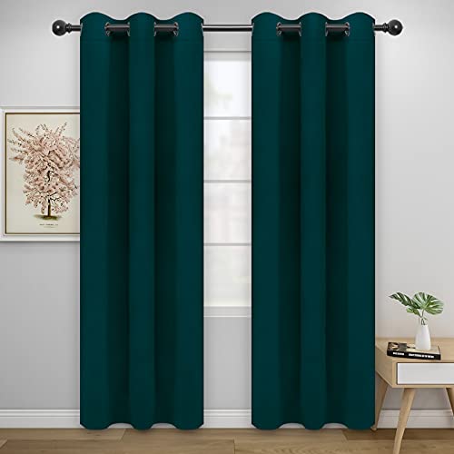 Easy-Going Deep Teal Blackout Curtains - 42"W x 84"L, 2 Panels
