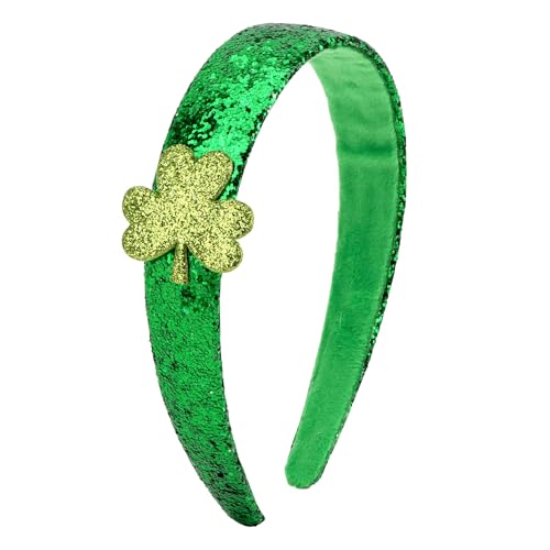 St. Patrick's Day Glitter Shamrock Headband Green Sparkly Hair Accessory