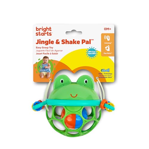 Bright Starts Oball Jingle & Shake Pal - Frog Musical Baby Rattle Toy