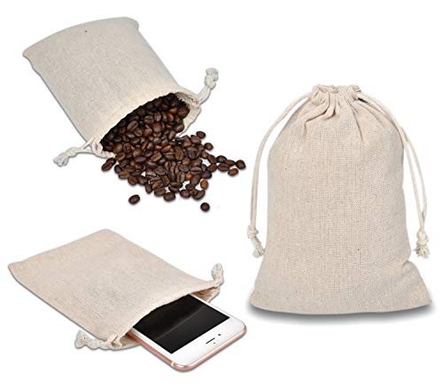 Calary 5x6.9 Inch Cotton Drawstring Bags - 25 Pack Muslin Pouches
