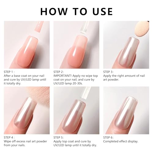 UTLANEYA White Pearl Chrome Nail Powder - 2 Pcs Iridescent Aurora Mirror Effect Pigment for Nail Art