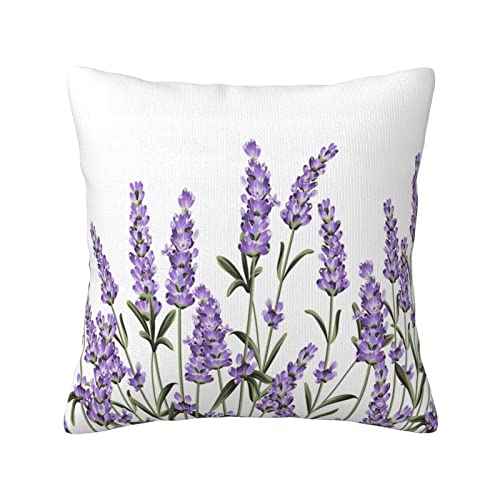 VARUN Purple Lavender Floral Throw Pillow Cover, 18x18 Inch Decorative Case