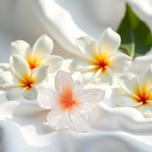 WaigN White Plumeria Flower Hair Claw Clip Hawaiian Strong Hold Jaw