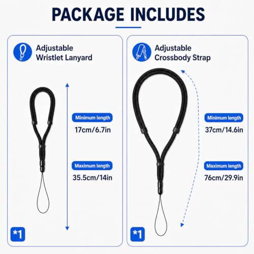Yepborwin 2-Pack Adjustable Crossbody Strap and Wrist Lanyard for Shark ChillPill