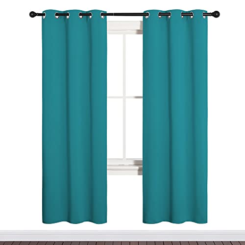 NICETOWN Peacock Teal Blackout Curtains 34"W x 72"L 2 Panels Thermal Insulated Grommet Bedroom Drapes