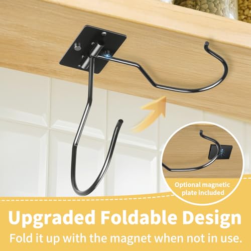 CINKSY Folding Banana Hook - Under Cabinet Kitchen Hanger, Black