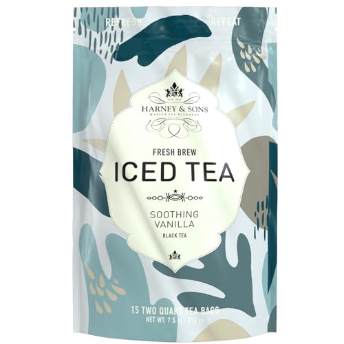 Harney & Sons Organic Vanilla Black Iced Tea Bags, 15 Count