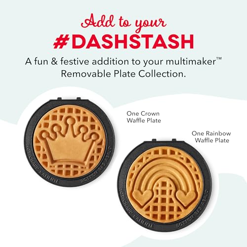 Dash MultiMaker Mini Waffle Plates - Crown & Rainbow Nonstick 2-Pack