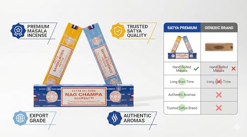 Satya Nag Champa Incense Sticks - 250g Pack of 3 for Meditation & Relaxation