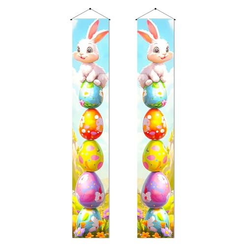 BlissYard Happy Easter Door Banners 71x12 Inch Porch Signs 2 Pcs