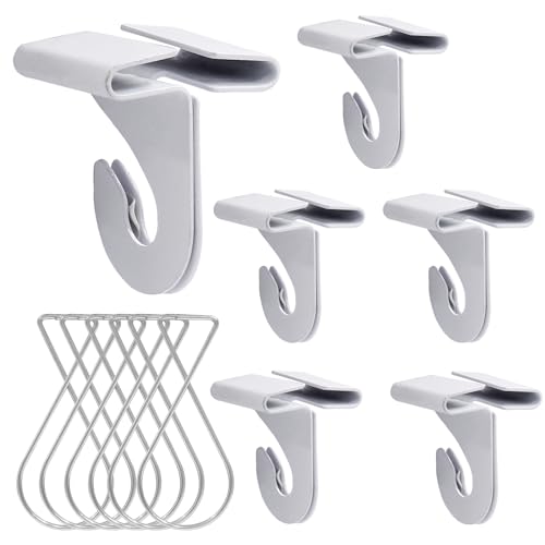 Biaungdo 6 Pairs Heavy-Duty White Drop Ceiling Hooks with Clips