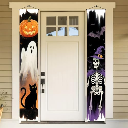 BlissYard Halloween Door Banner 12x71 Inch Porch Hanging Decoration