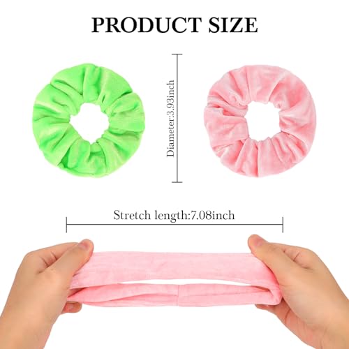 ANBALA 12Pcs Velvet Hair Scrunchies Pink and Green Witch Hair Ties