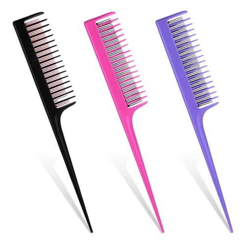 JJUNW 3-Row Hair Teasing Comb Set Professional Volume Backcombing Tools
