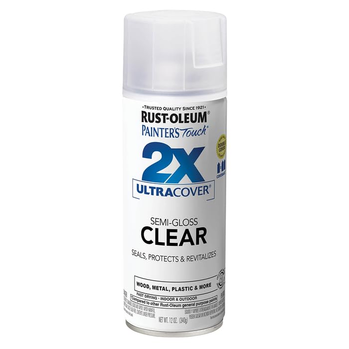 Rust-Oleum Painter's Touch 2X Spray Paint, Semi-Gloss Clear, 12 Ounce (Pack of 6)