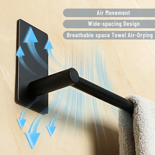 Alise 8-Inch Matte Black Wall-Mounted Adhesive Towel Bar for Bathroom