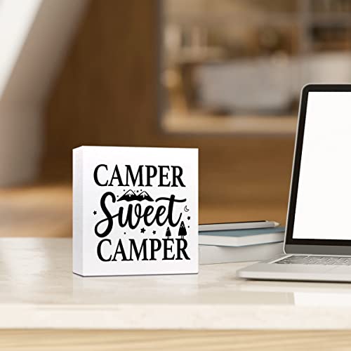 Rustic Wooden Camping Quote Sign | Desk Decor for Home & Office