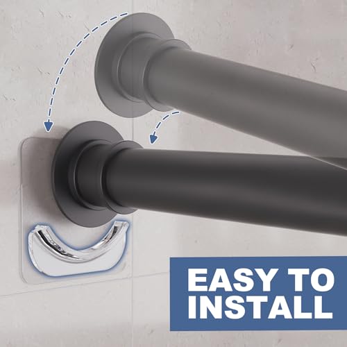 2 Pack Adhesive Curtain Rod Holders - No Drilling, Clear Bathroom Brackets