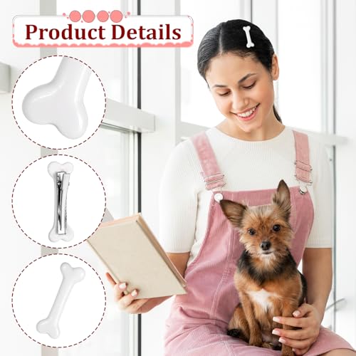 Aiyorse 6Pcs Bone Hair Clips, White Dog Bone Alligator Hairpins