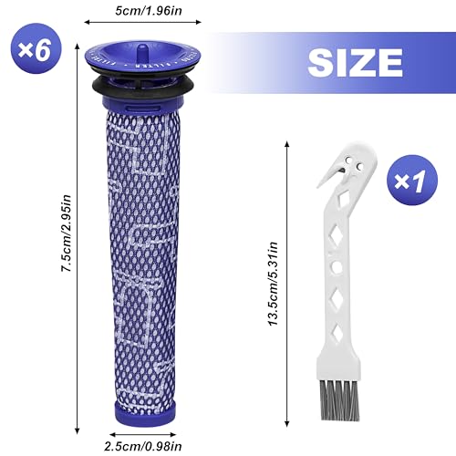 6-Pack Pre-Filter Replacement for Dyson V6 V7 V8 DC58 DC59 DC61 DC62