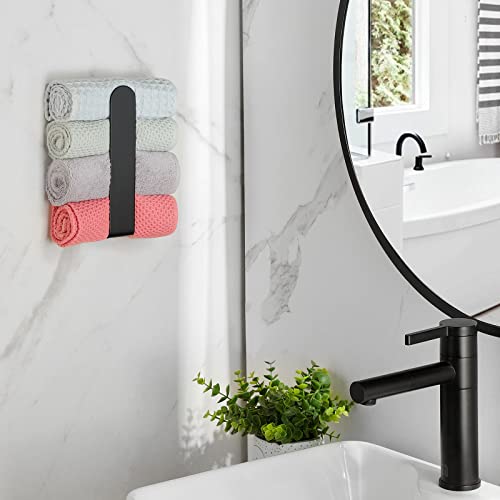 Taozun 8-inch Black Hand Towel Holder - Stainless Steel Self-Adhesive Bar