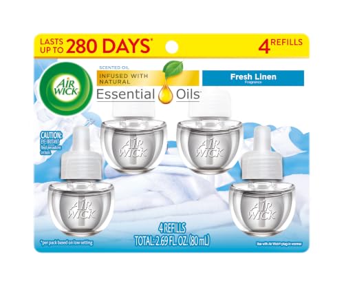 Air Wick Plug-In Scented Oil Refills, Fresh Linen, 4 Count (0.67 Fl Oz)