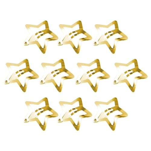Gold Star Hair Clips Metal Snap Hair Barrettes 10 Pack