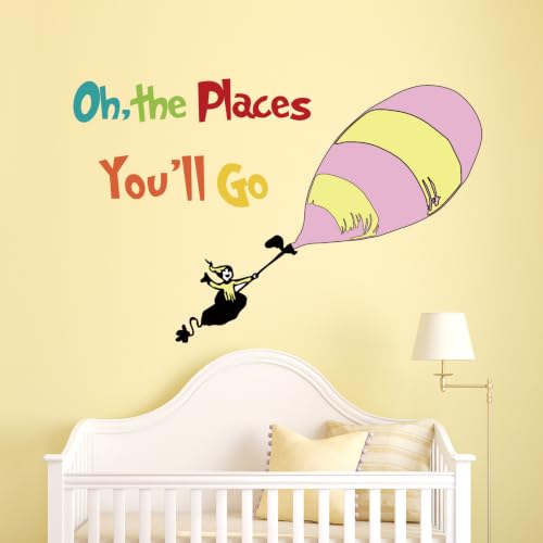 Colorful Inspirational Quote Wall Decal for Kids - 'Oh, the Places You'll Go'
