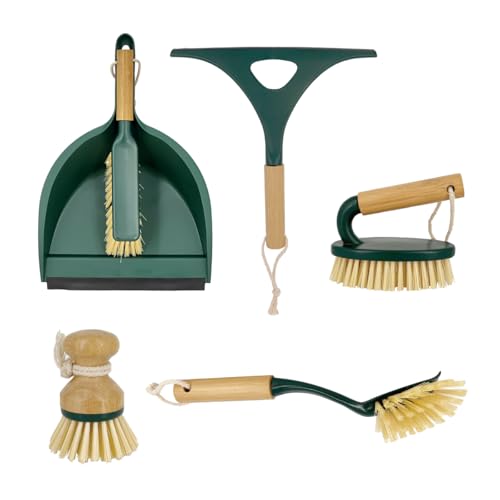 Pine-Sol 6-Piece Heavy Duty Cleaning Brush Set with Bamboo Handles