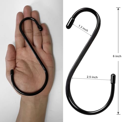 Heavy Duty 6-Inch Vinyl Coated Steel S Hooks - 4-Pack for Closet & Plant Hanging