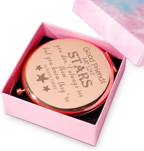Custom Compact Mirror for Best Friends - Good Friends Are Like Stars - 2.5" Engraved Gift