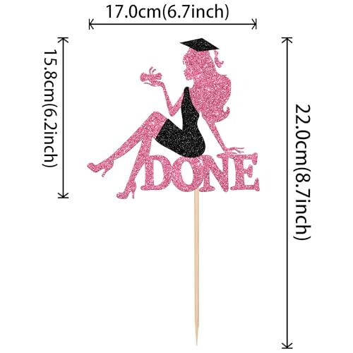 High Heel Graduation Cake Topper for Class of 2026 - Pink Glitter