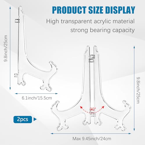 2 Pcs 10-Inch Clear Plastic Plate and Photo Display Stands - Wahijihe