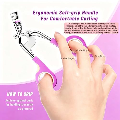 Goldenrich Ergonomic Eyelash Curler with 10 Replacement Pads & Charm